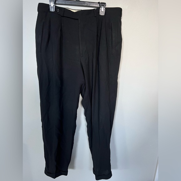 VINTAGE GIORGIO ARMANI MILANO MEN PANTS BLACK HAND TAILORED PRE-OWNED ITALY MADE Dress